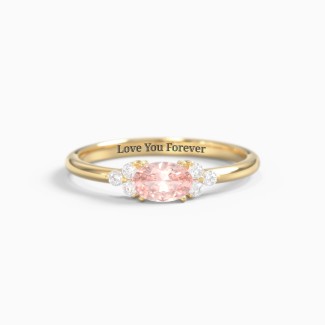 undefined | East-West Oval Gemstone Ring With Triple Side Stones